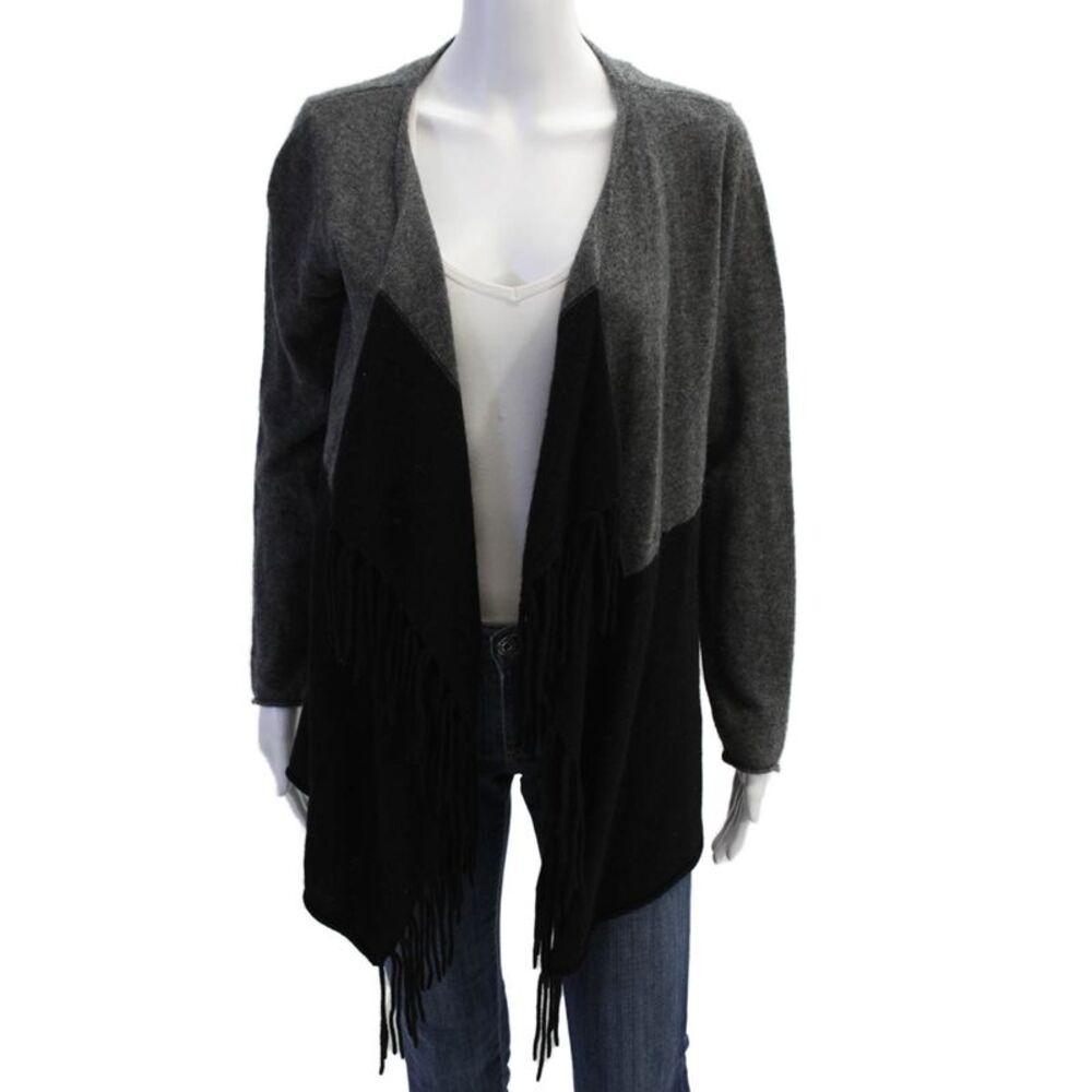 Claudia Nichole Unisex Cardigan 100% Cashmere Black Bohemian Long Sleeve Size S